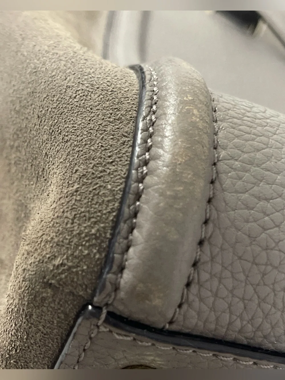 kate spade Pebbled Leather Tote in Charcoal with Suede Sides